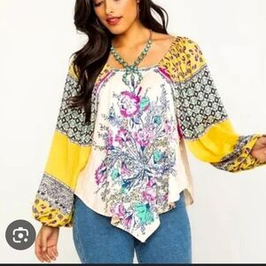 Free People Small Top Multicolor Floral Paisley Blouse